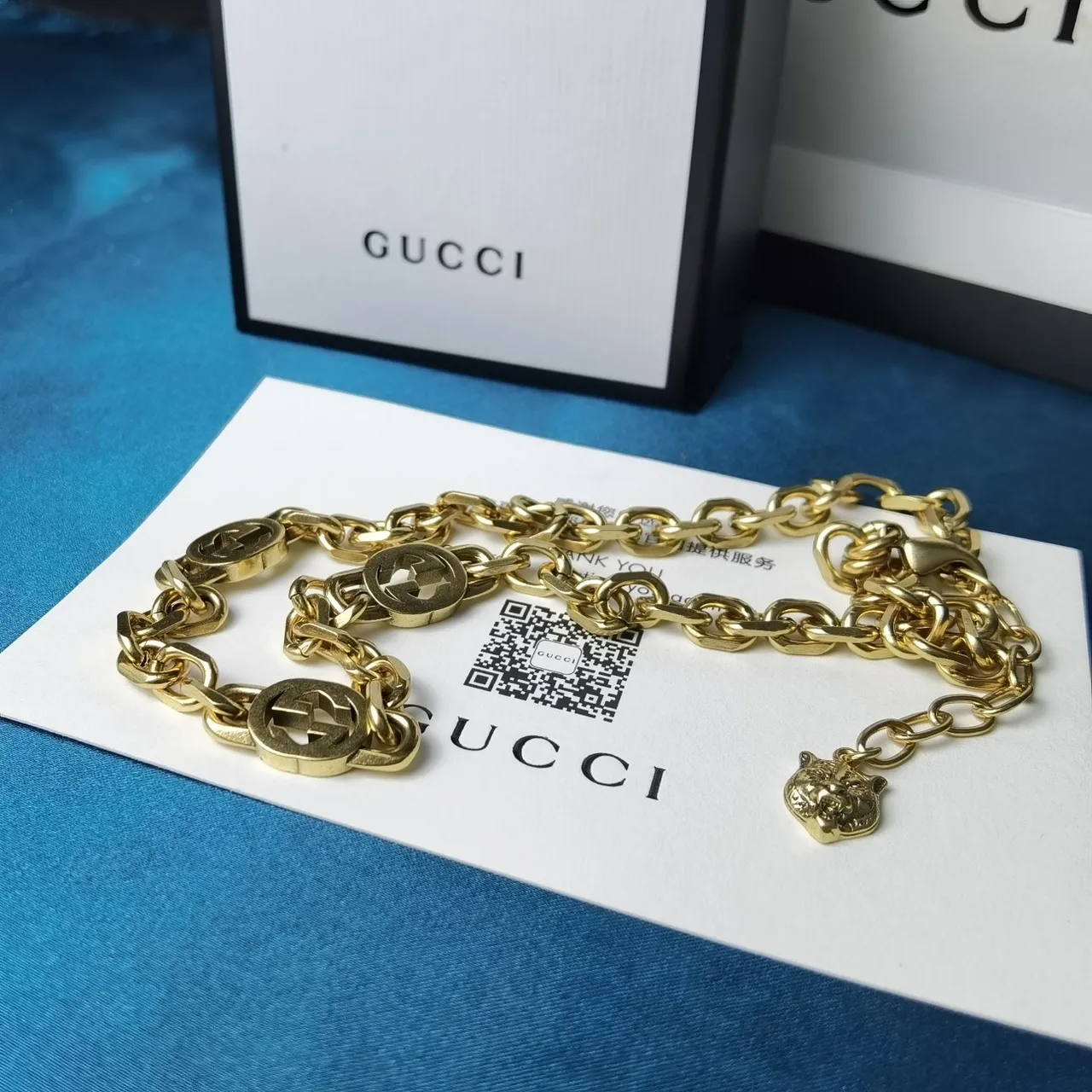 Gucci GG Marmont Gold-Tone Interlocking GG Chain Necklace 7