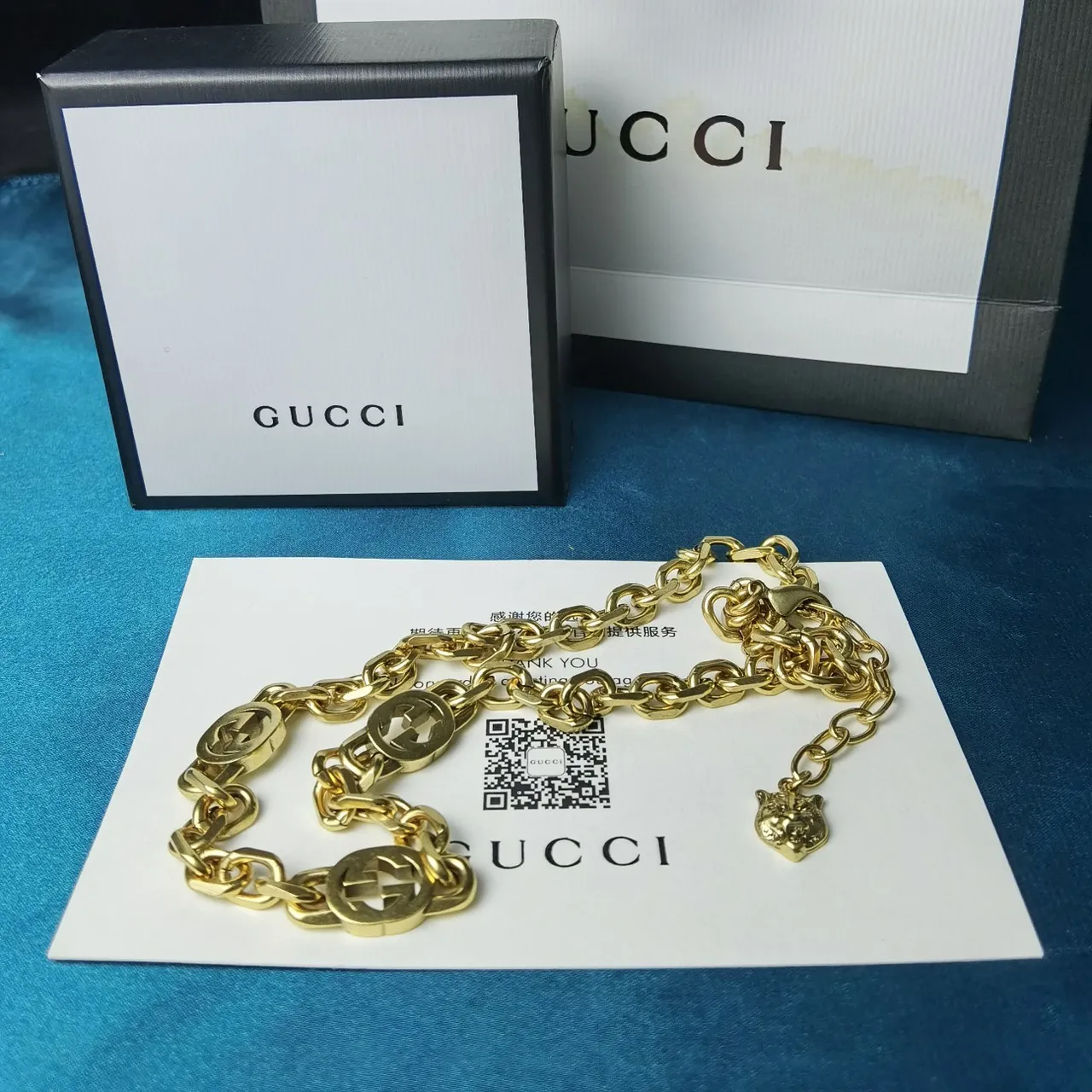 Gucci GG Marmont Gold-Tone Interlocking GG Chain Necklace 8