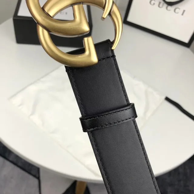 Gucci GG Marmont Interlocking G Black Leather Belt 3