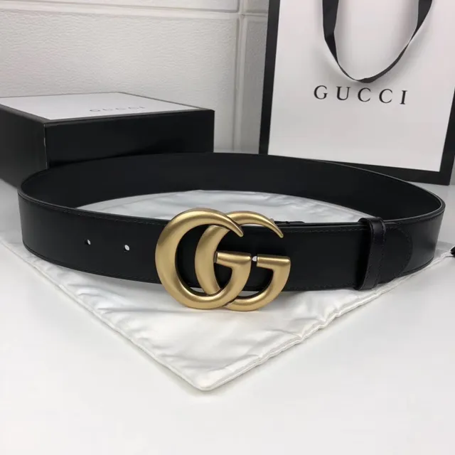 Gucci GG Marmont Interlocking G Black Leather Belt 6