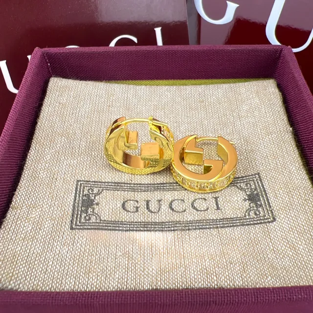 Gucci GG Marmont Interlocking G Crystal Hoop Earrings 3