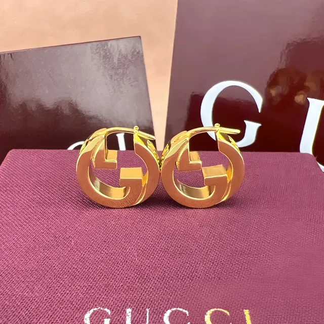 Gucci GG Marmont Interlocking G Crystal Hoop Earrings 4