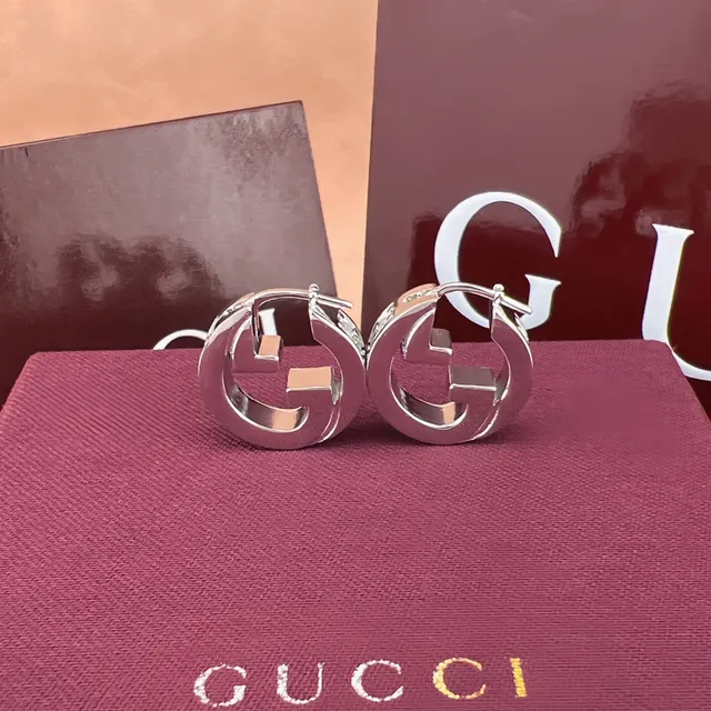 Gucci GG Marmont Interlocking G Crystal Hoop Earrings 5