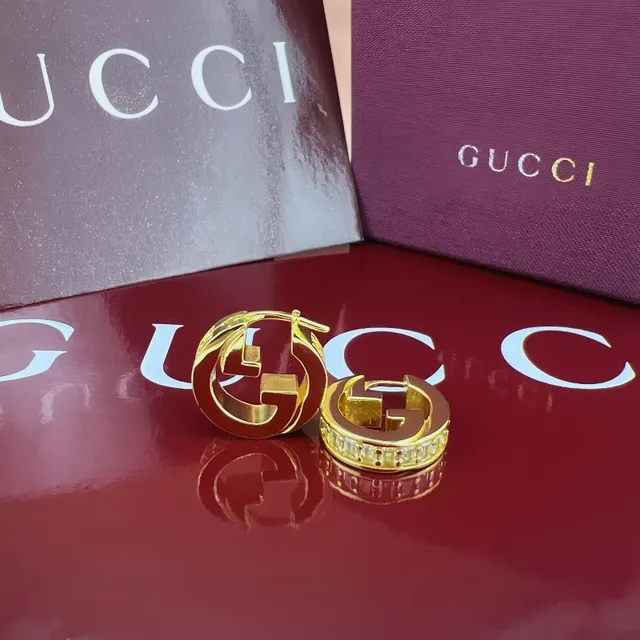 Gucci GG Marmont Interlocking G Crystal Hoop Earrings 7
