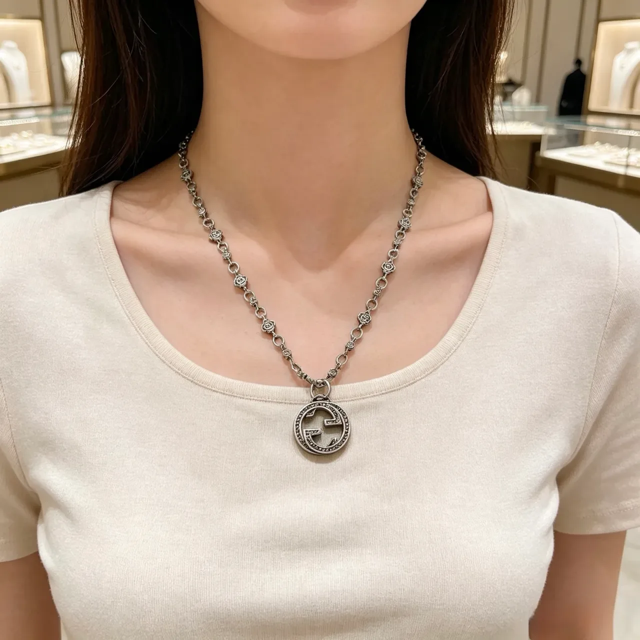 Gucci GG Marmont Interlocking G Pendant Necklace 5