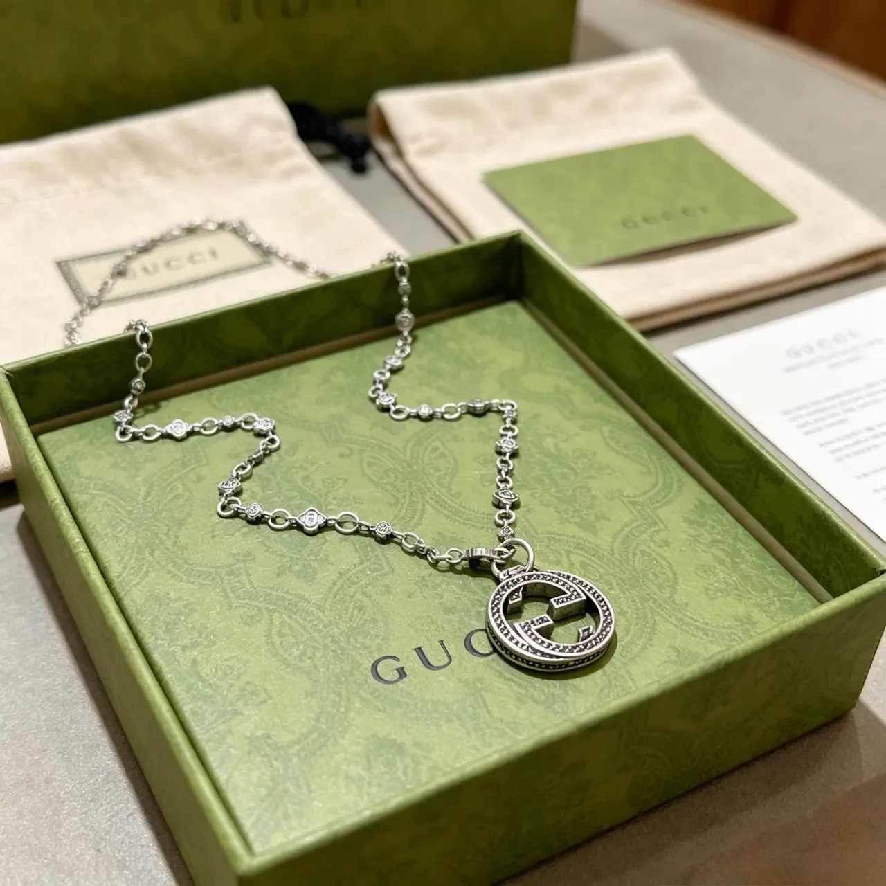 Gucci GG Marmont Interlocking G Pendant Necklace 6