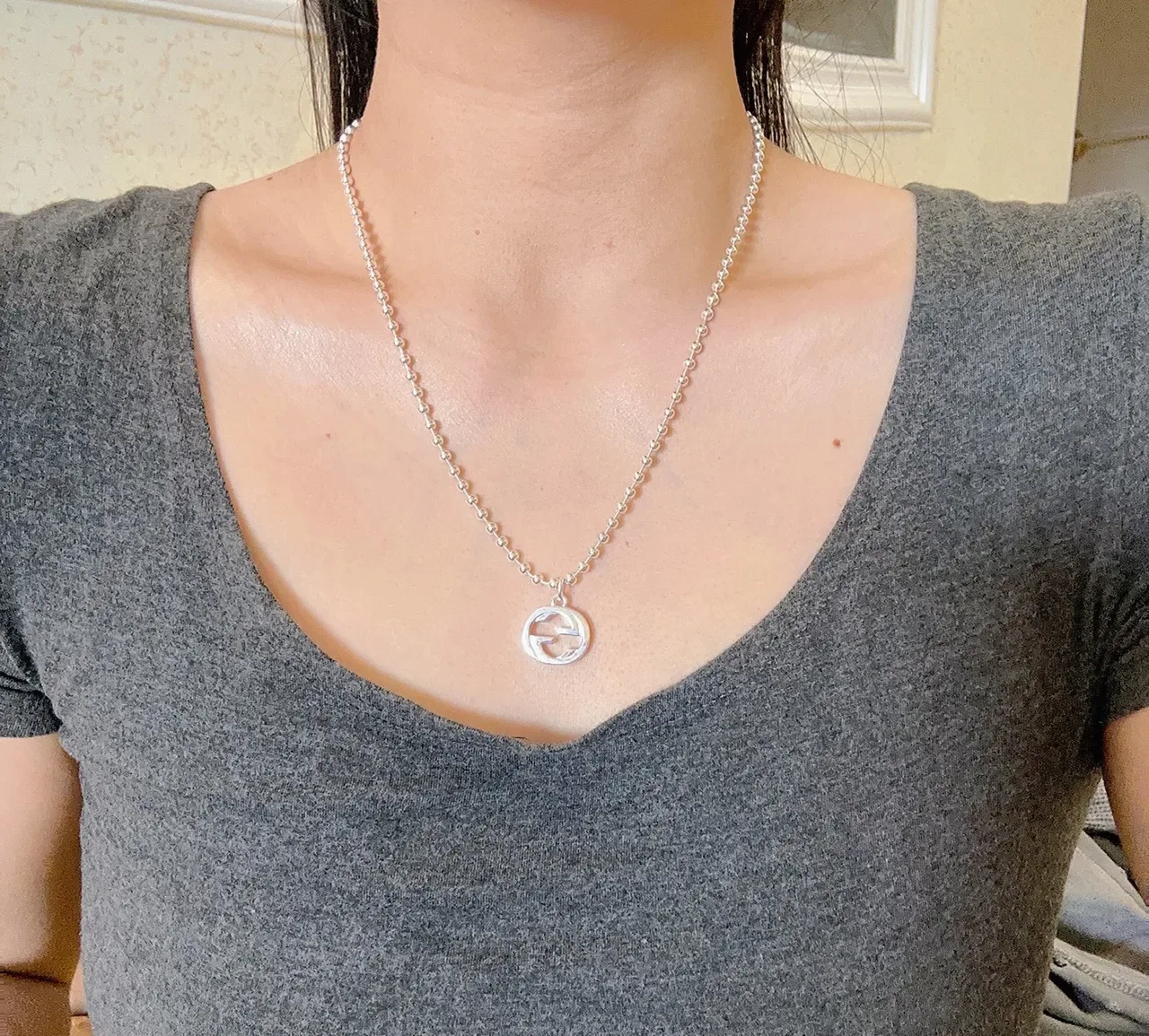 Gucci GG Marmont Interlocking G Silver Ball Chain Necklace 8