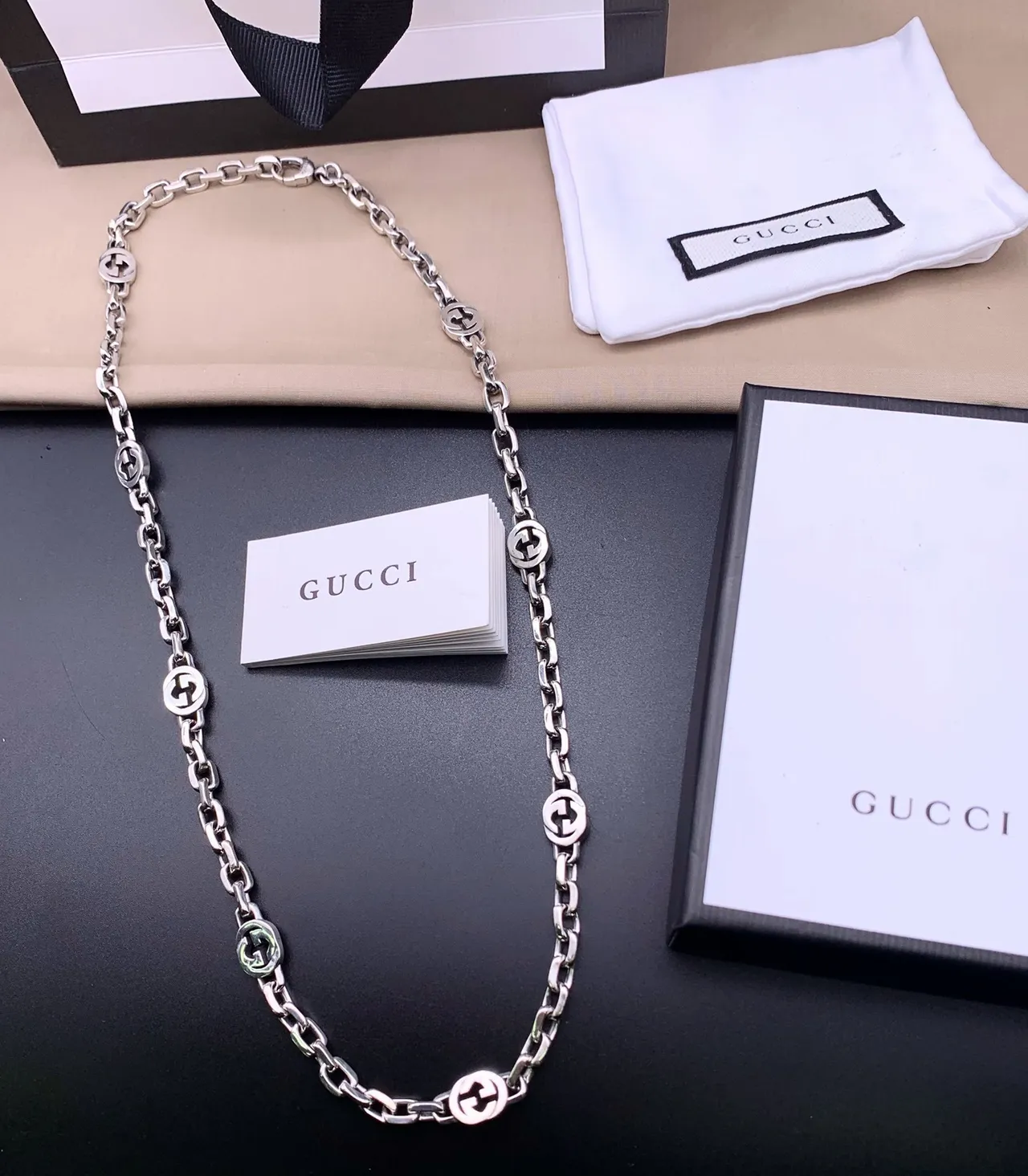 Gucci GG Marmont Interlocking G Silver-Tone Chain Necklace 5