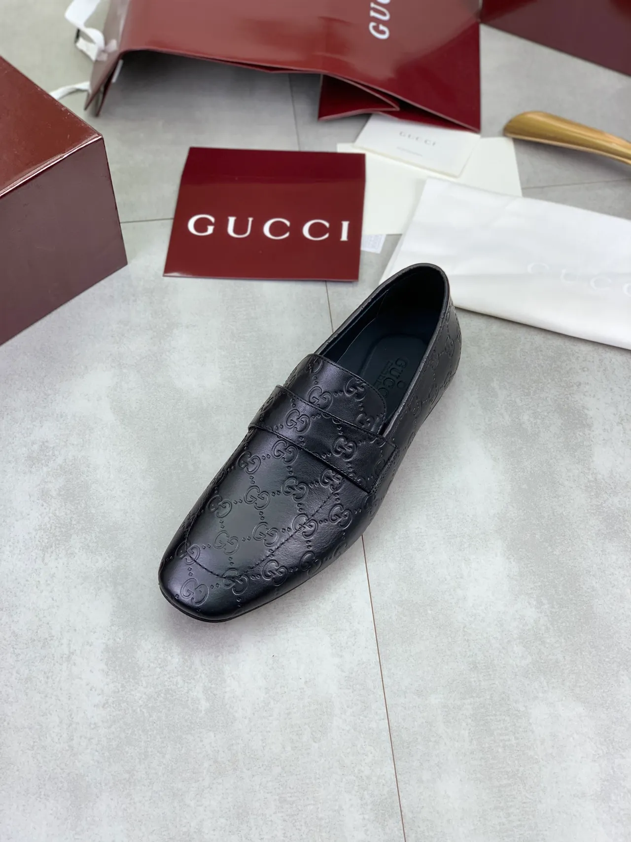 Gucci GG Marmont Loafer Black Embossed Monogram Leather Loafer 4