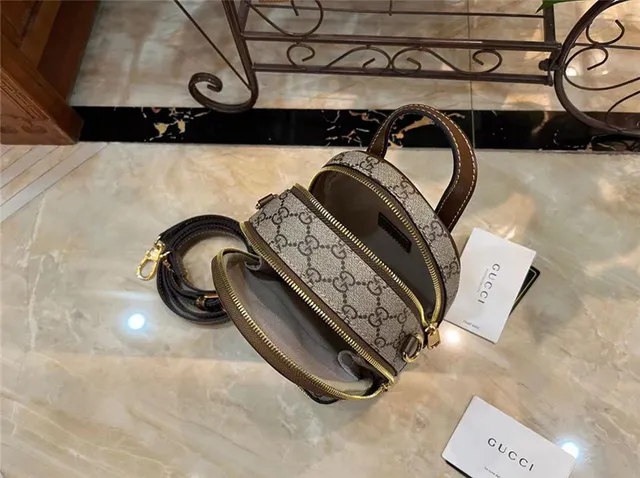 Gucci GG Marmont Mini Backpack Beige and Brown Crossbody Bag 2