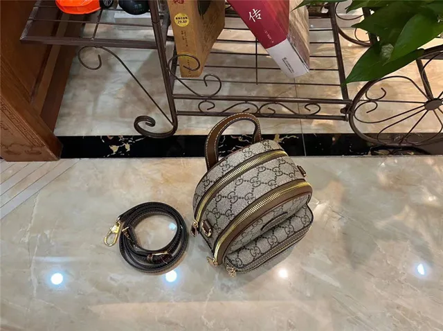 Gucci GG Marmont Mini Backpack Beige and Brown Crossbody Bag 3