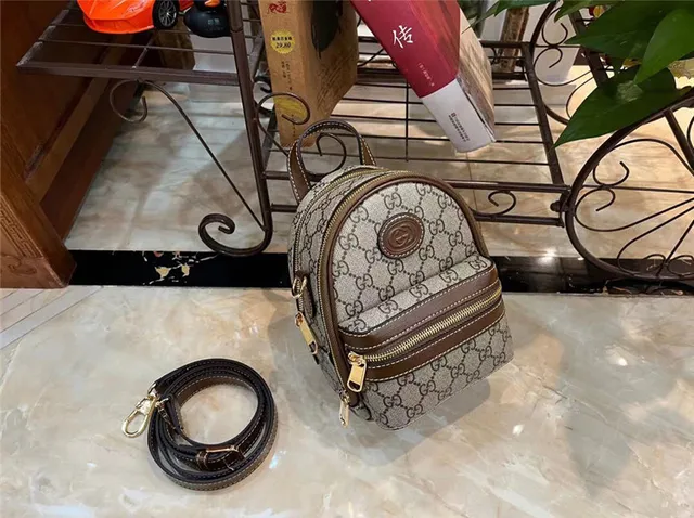 Gucci GG Marmont Mini Backpack Beige and Brown Crossbody Bag 7