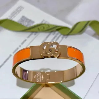 Gucci GG Marmont Orange Enamel Gold-Tone Bracelet