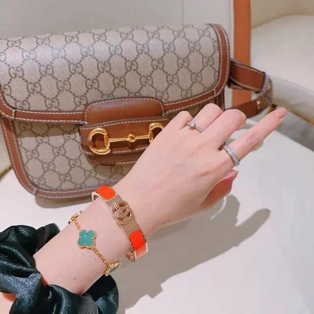 Gucci GG Marmont Orange Enamel Gold-Tone Bracelet 2