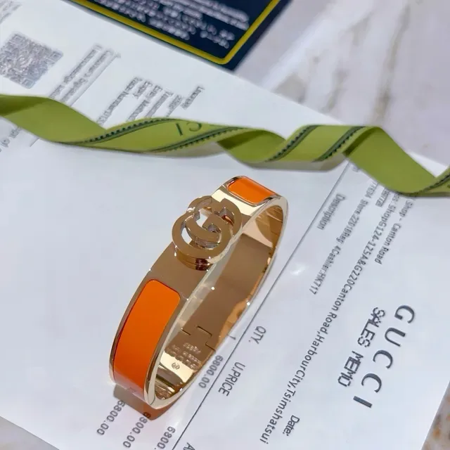 Gucci GG Marmont Orange Enamel Gold-Tone Bracelet 3