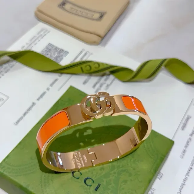 Gucci GG Marmont Orange Enamel Gold-Tone Bracelet 4