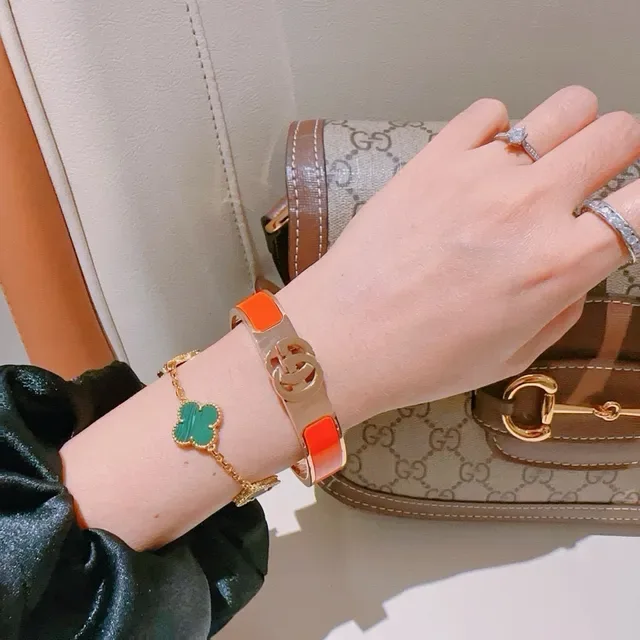 Gucci GG Marmont Orange Enamel Gold-Tone Bracelet 5