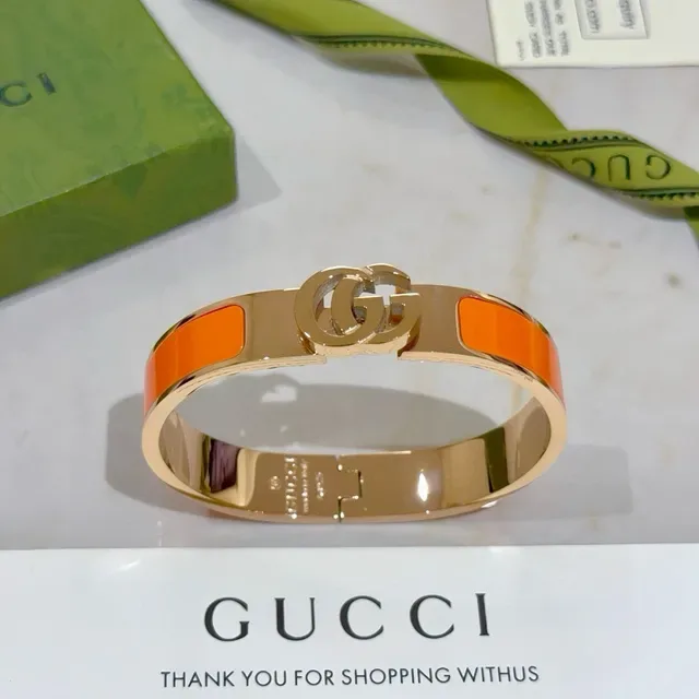 Gucci GG Marmont Orange Enamel Gold-Tone Bracelet 6