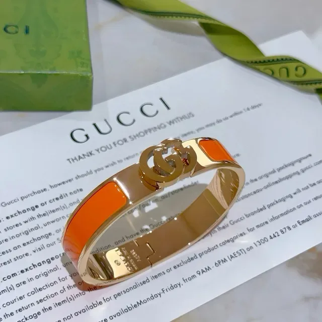 Gucci GG Marmont Orange Enamel Gold-Tone Bracelet 7