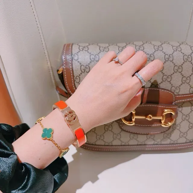 Gucci GG Marmont Orange Enamel Gold-Tone Bracelet 8