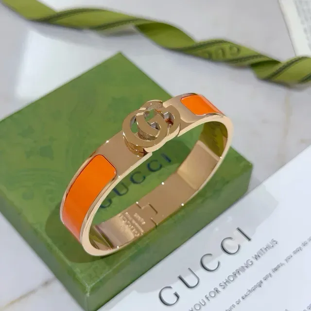 Gucci GG Marmont Orange Enamel Gold-Tone Bracelet 9