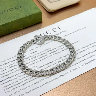 Gucci GG Marmont Pavé-Crystal Curb Chain pulsera