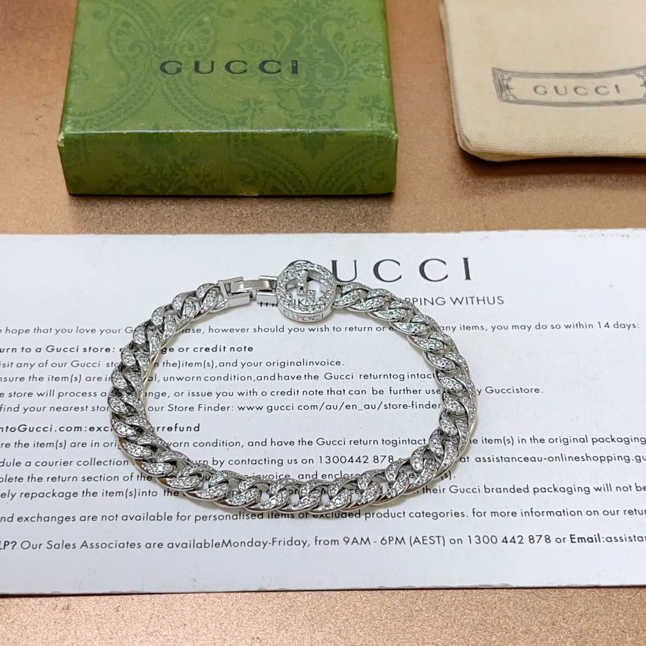Gucci GG Marmont Pavé-Crystal Curb Chain Bracelet 3