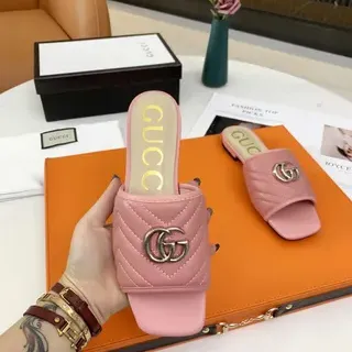 Gucci GG Marmont Quilted Pink Slippers