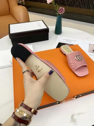 Gucci GG Marmont Quilted Pink Slippers 2