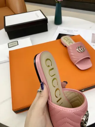 Gucci GG Marmont Quilted Pink Slippers 3