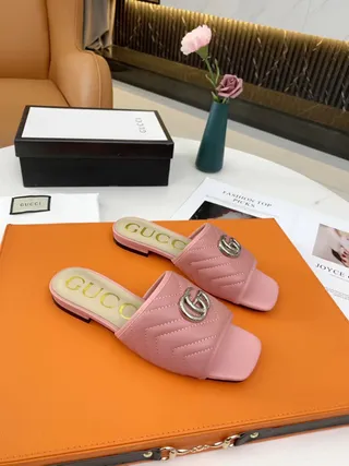 Gucci GG Marmont Quilted Pink Slippers 4