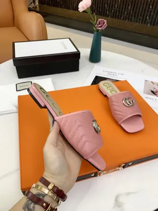Gucci GG Marmont Quilted Pink Slippers 5