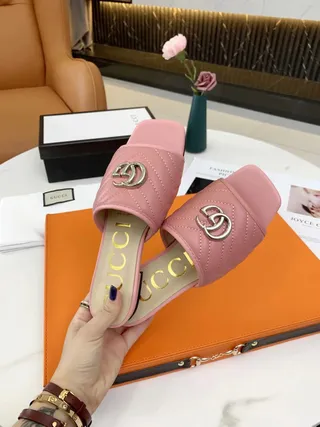 Gucci GG Marmont Quilted Pink Slippers 6