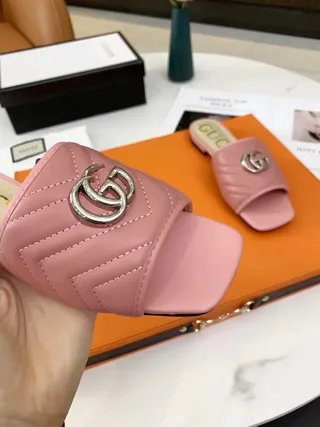 Gucci GG Marmont Quilted Pink Slippers 7
