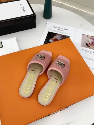 Gucci GG Marmont Quilted Pink Slippers 9
