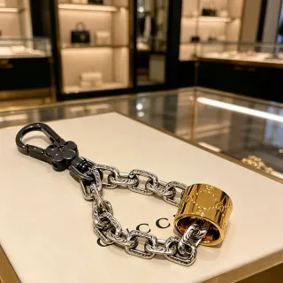 Gucci GG Marmont Silver Gold Ornate Chain Black Floral Clasp Bracelet