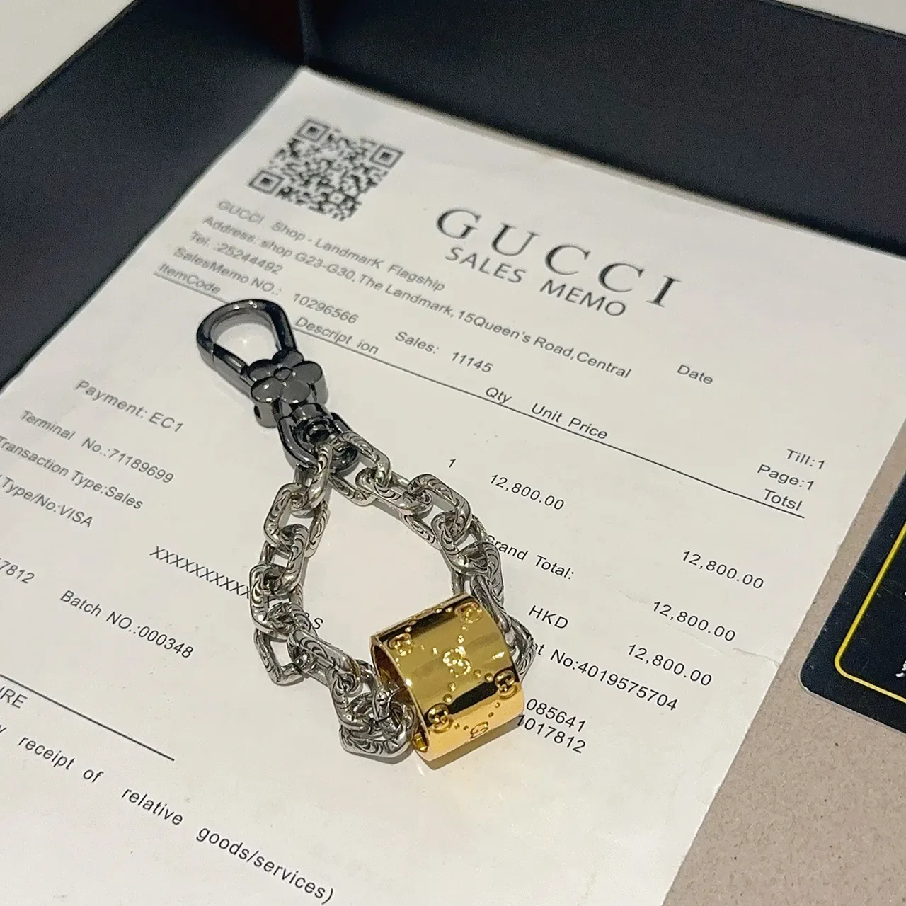 Gucci GG Marmont Silver Gold Ornate Chain Black Floral Clasp Bracelet 4