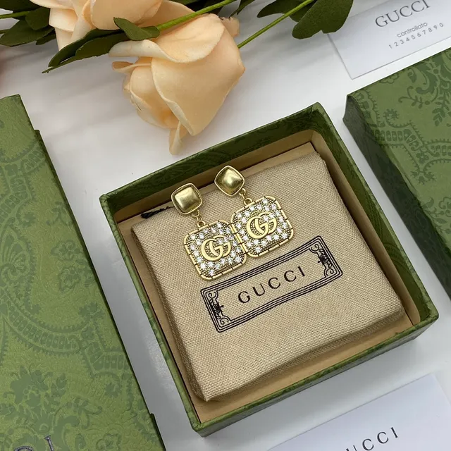Gucci GG Marmont Square Crystal-Pavé Drop Earrings 3