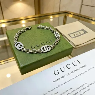 Gucci GG Marmont Triple GG Silver-Tone Chain Bracelet