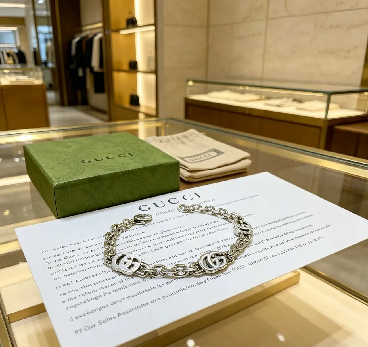 Gucci GG Marmont Triple GG Silver-Tone Chain Bracelet 2