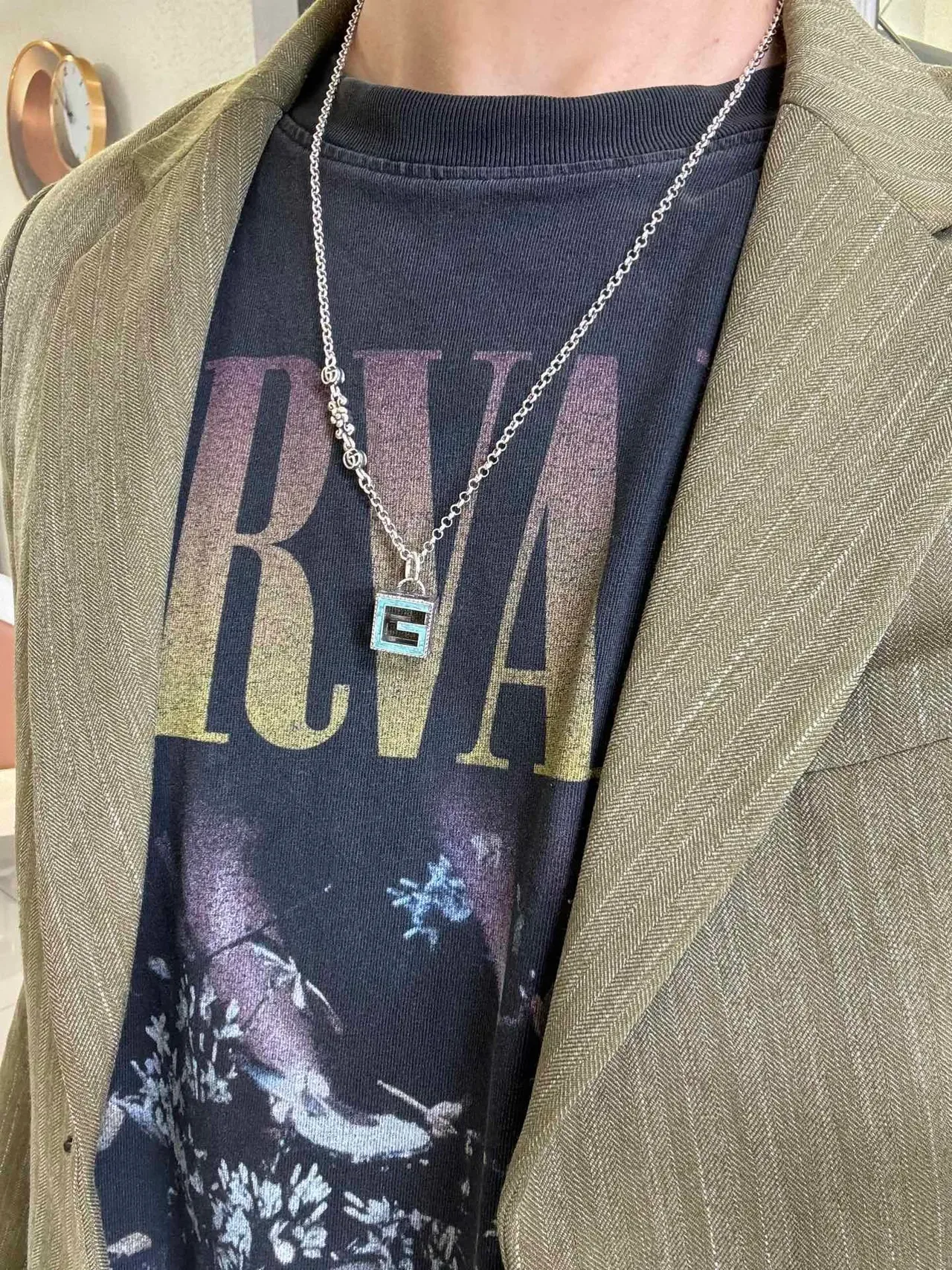 Gucci GG Marmont Turquoise Émaillé Interlocking G Collier avec pendentif 3