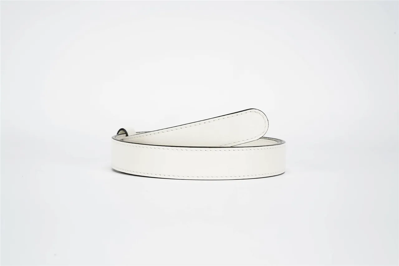 Gucci GG Marmont White Gold Narrow Interlocking G Buckle Leather Belt 3