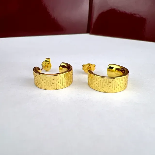 Gucci Grid-Engraved Silver Hoop Earrings 5