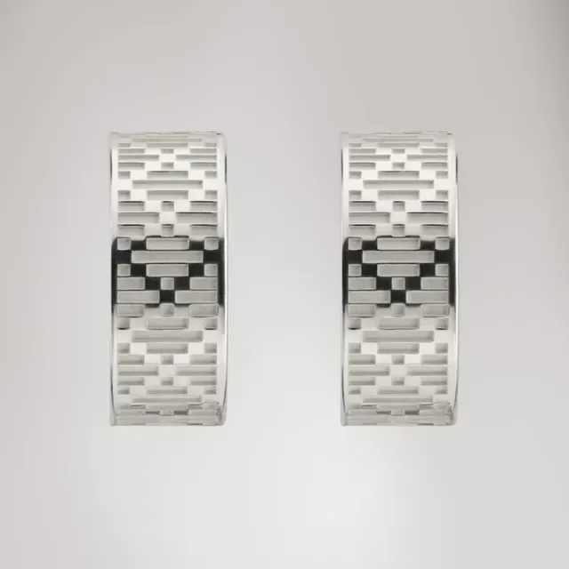 Gucci Grid-Engraved Silver Hoop Earrings 8