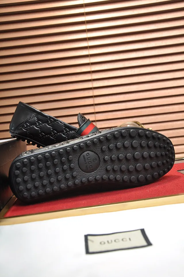 Gucci Horsebit 1955 Black Embossed GG Loafers 4