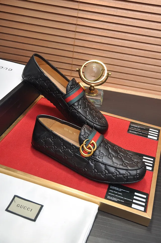 Gucci Horsebit 1955 Black Embossed GG Loafers 5