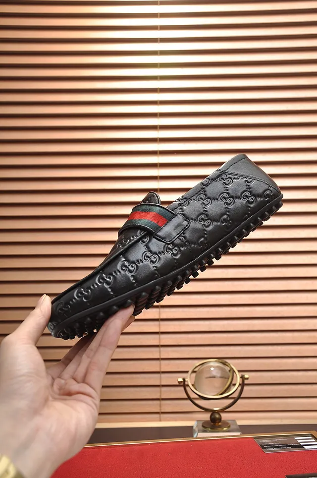 Gucci Horsebit 1955 Black Embossed GG Loafers 6