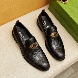 Gucci Horsebit 1955 Black Embossed GG Loafers
