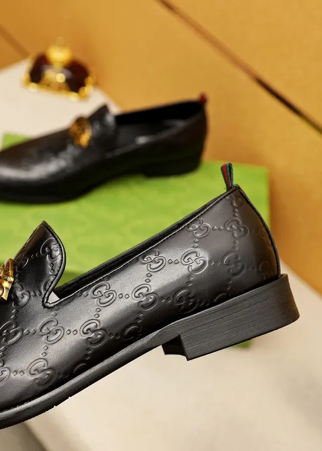 Gucci Horsebit 1955 Black Embossed GG Loafers 4