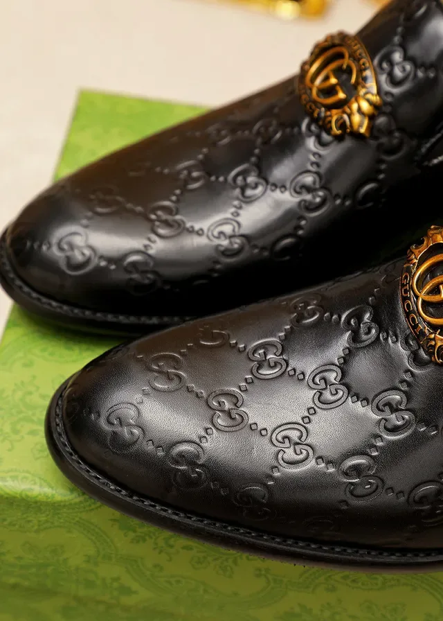 Gucci Horsebit 1955 Black Embossed GG Loafers 5